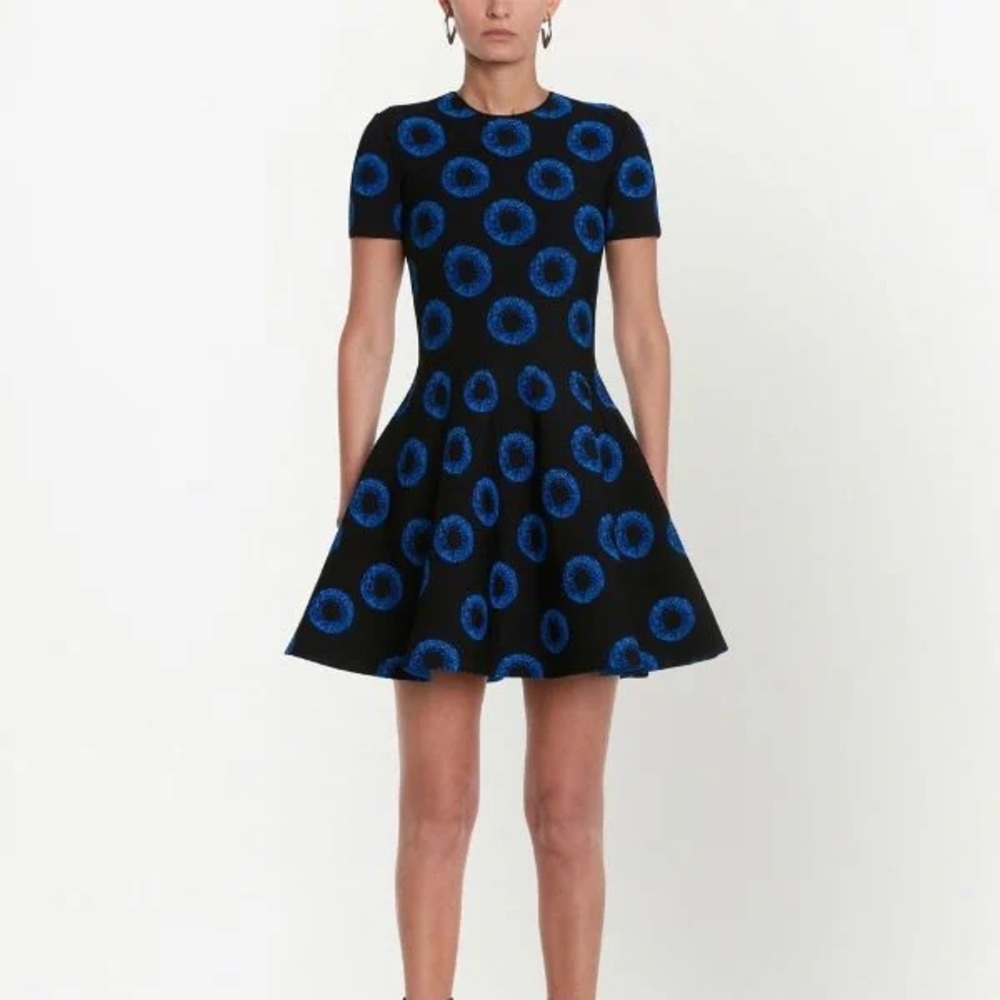 Alexander McQueen Iris pattern flared knit dress size (m)